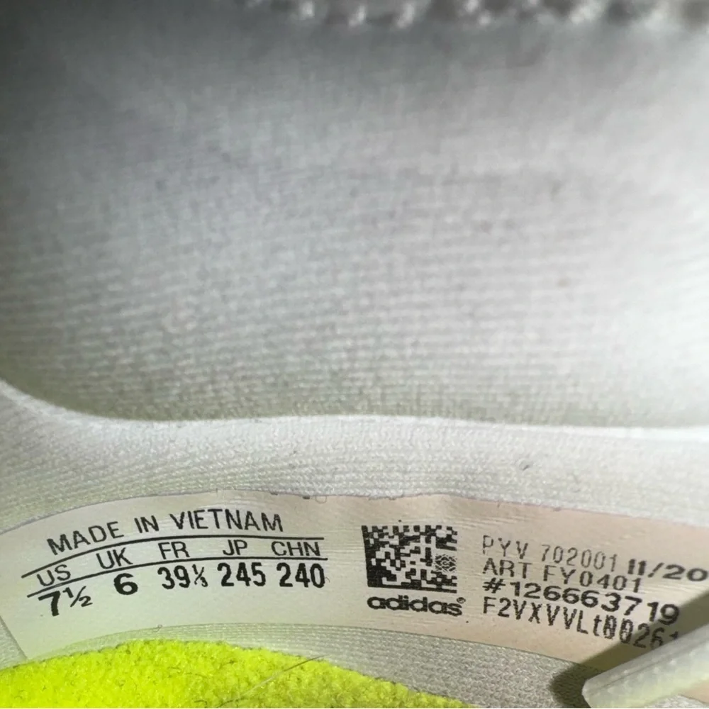 Adidas Ultra Boost 21 White Solar Yellow Men’s‎ Size 7.5